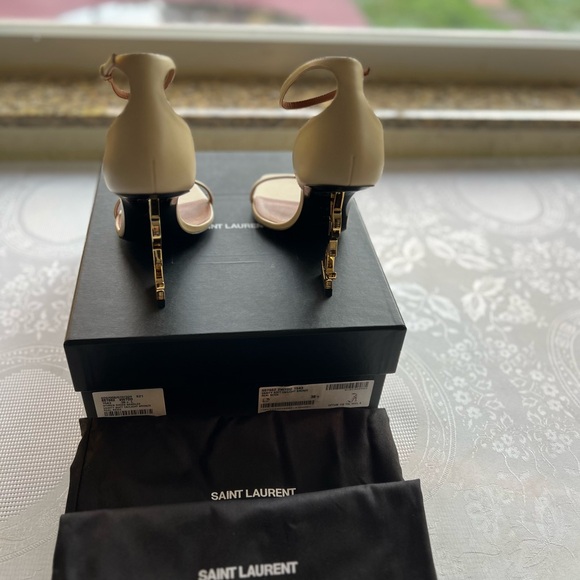 Saint Laurent Beige Ankle Strap Heels - Picture 15 of 16